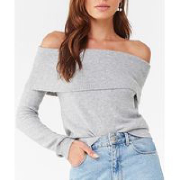 Forever 21 Sweaters - MUST GO!! F21 Grey Brushed Off Shoulder Sweater